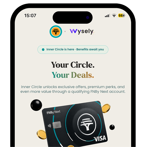Wysely app screen showing exclusive offers, perks, and more value with the Inner Circle